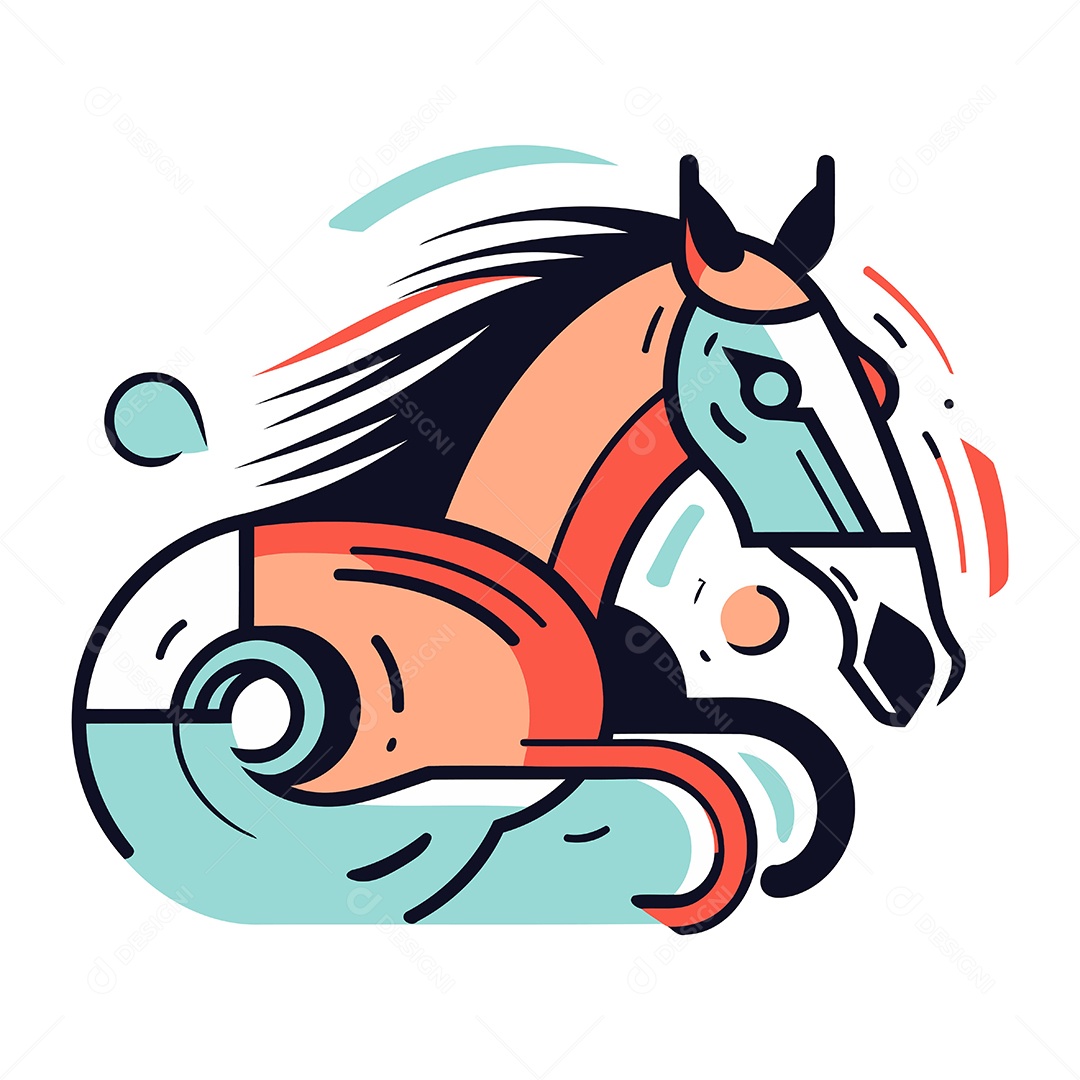 Cavalo de Desenho Animado Ilustração Vetor EPS