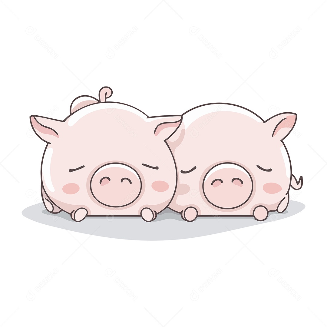 Porquinhos Fofos de Desenho Animado Ilustração Vetor EPS