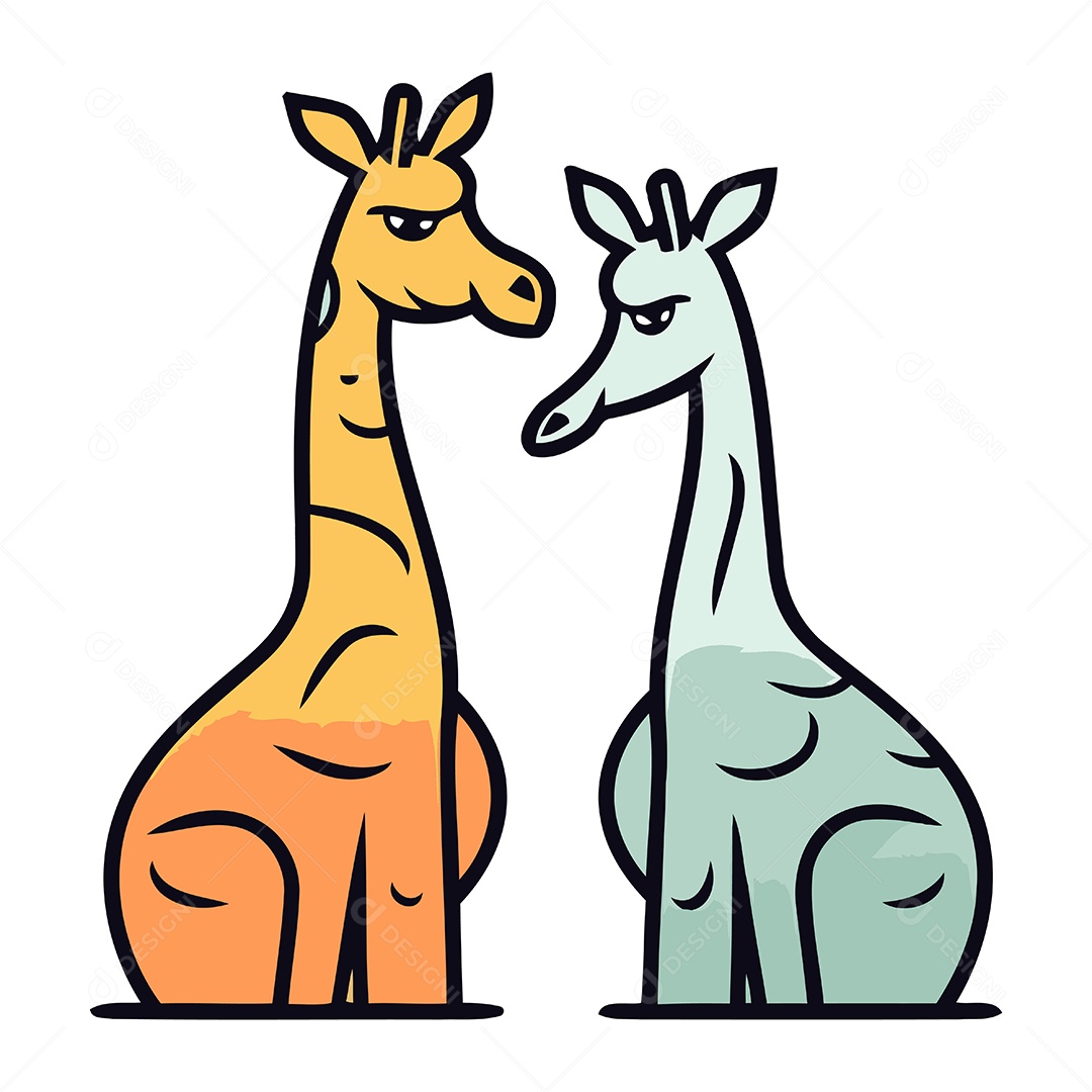 Girafa e Canguru de Desenho Animado Ilustração Vetor EPS