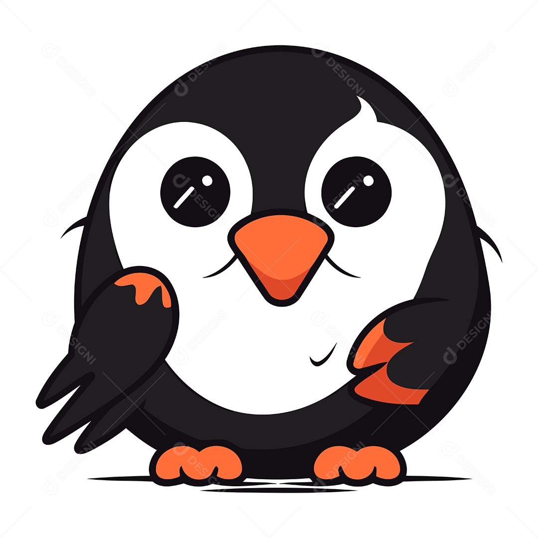 Pinguim Bonito de Desenho Animado Ilustração Vetor EPS