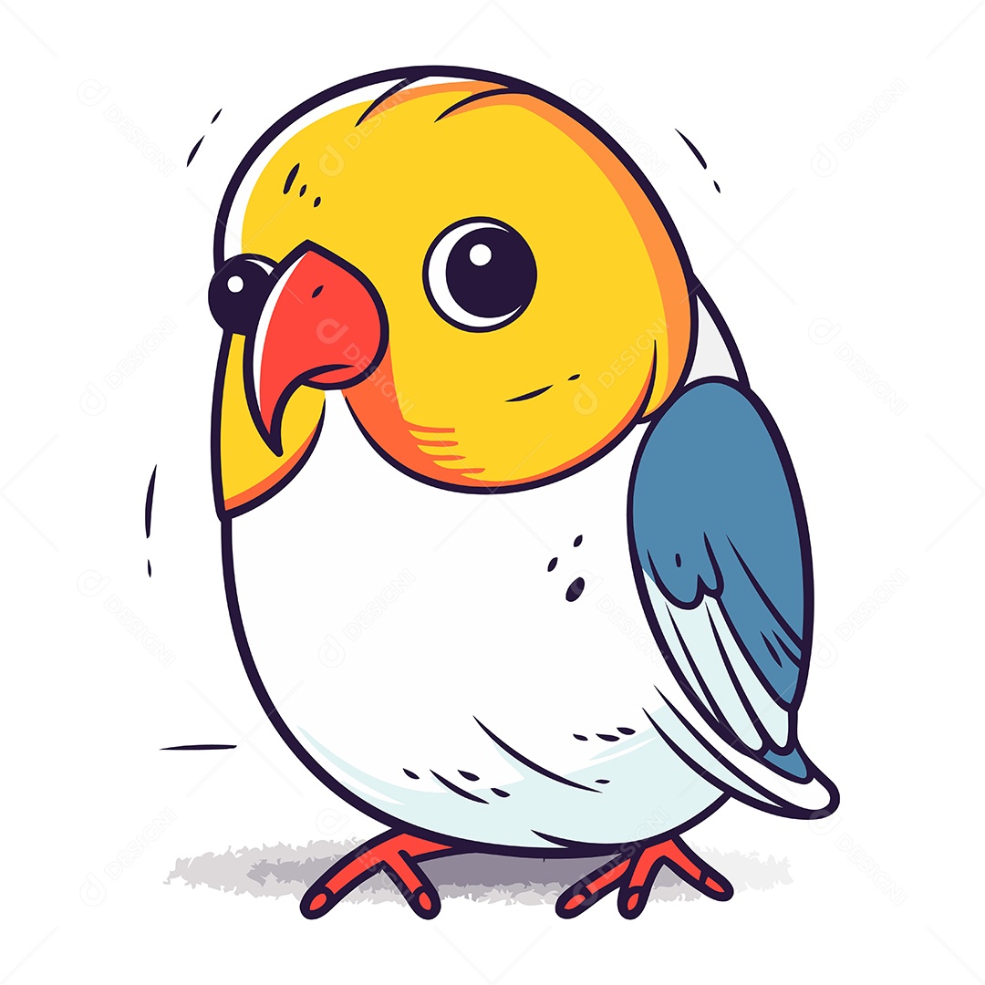 Papagaio Fofo de Desenho Animado Ilustração Vetor EPS