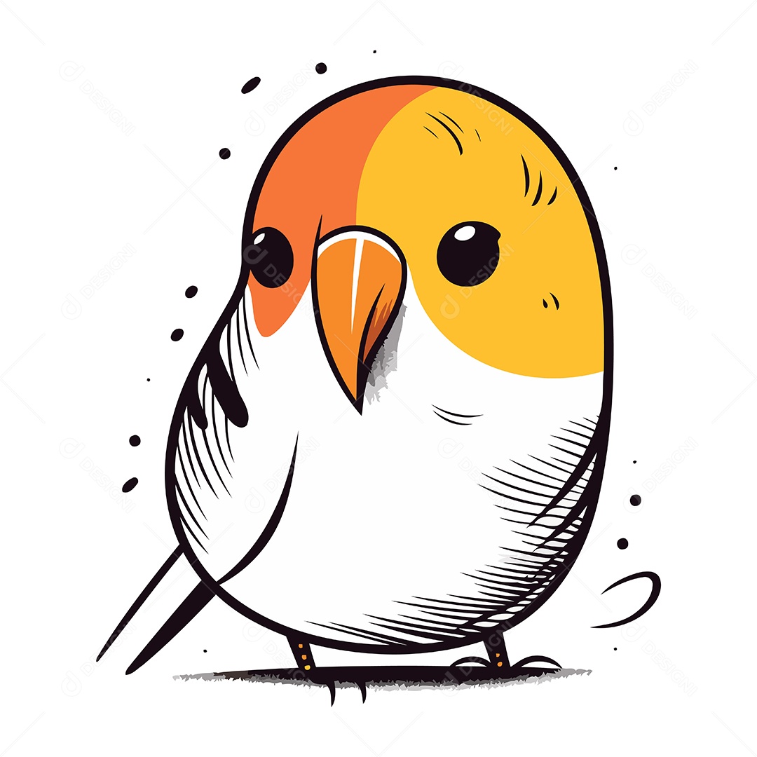 Papagaio Fofo de Desenho Animado Ilustração Vetor EPS