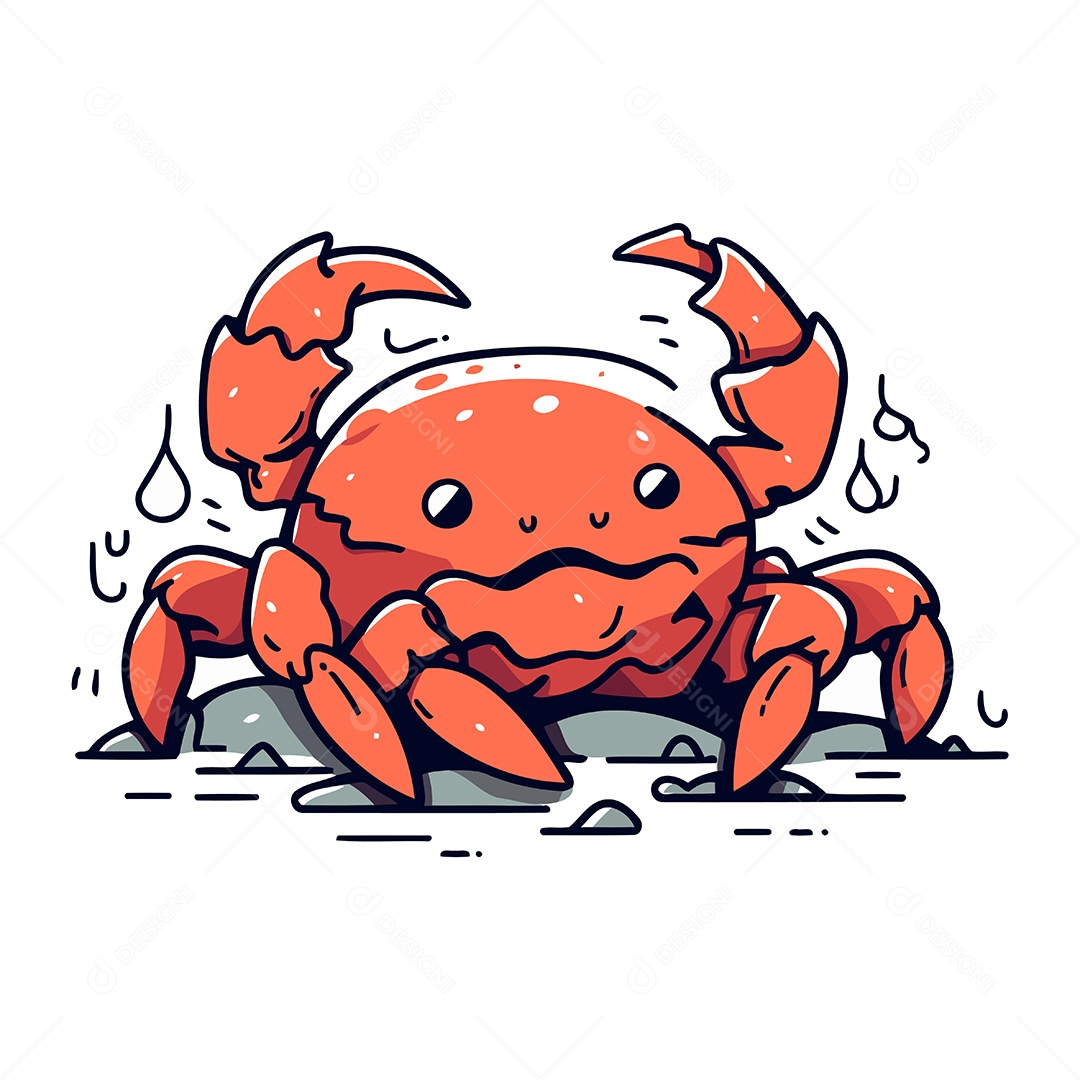 Caranguejo de Desenho Animado Ilustração Vetor EPS