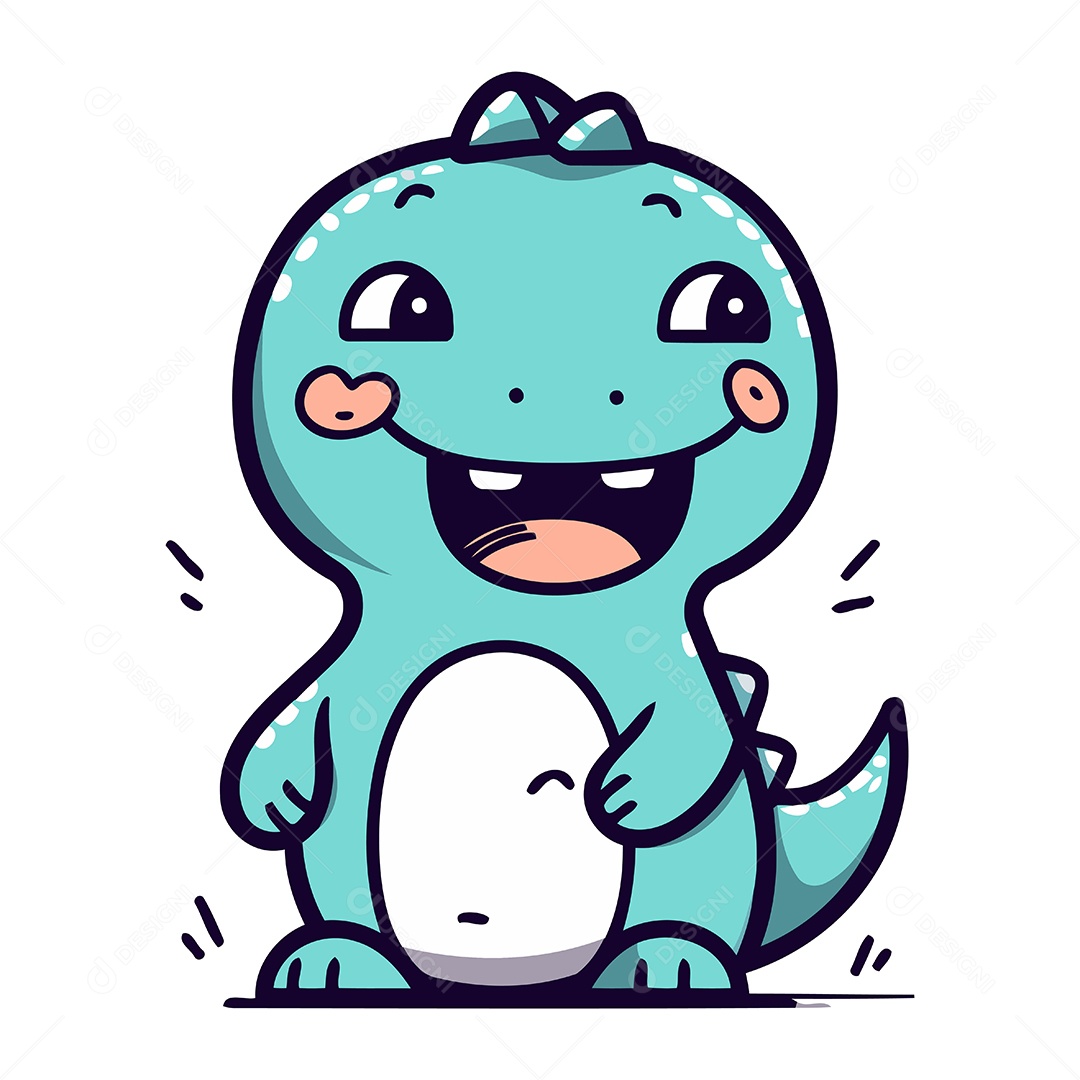 Dinossauro Bonito de Desenho Animado Ilustração Vetor EPS