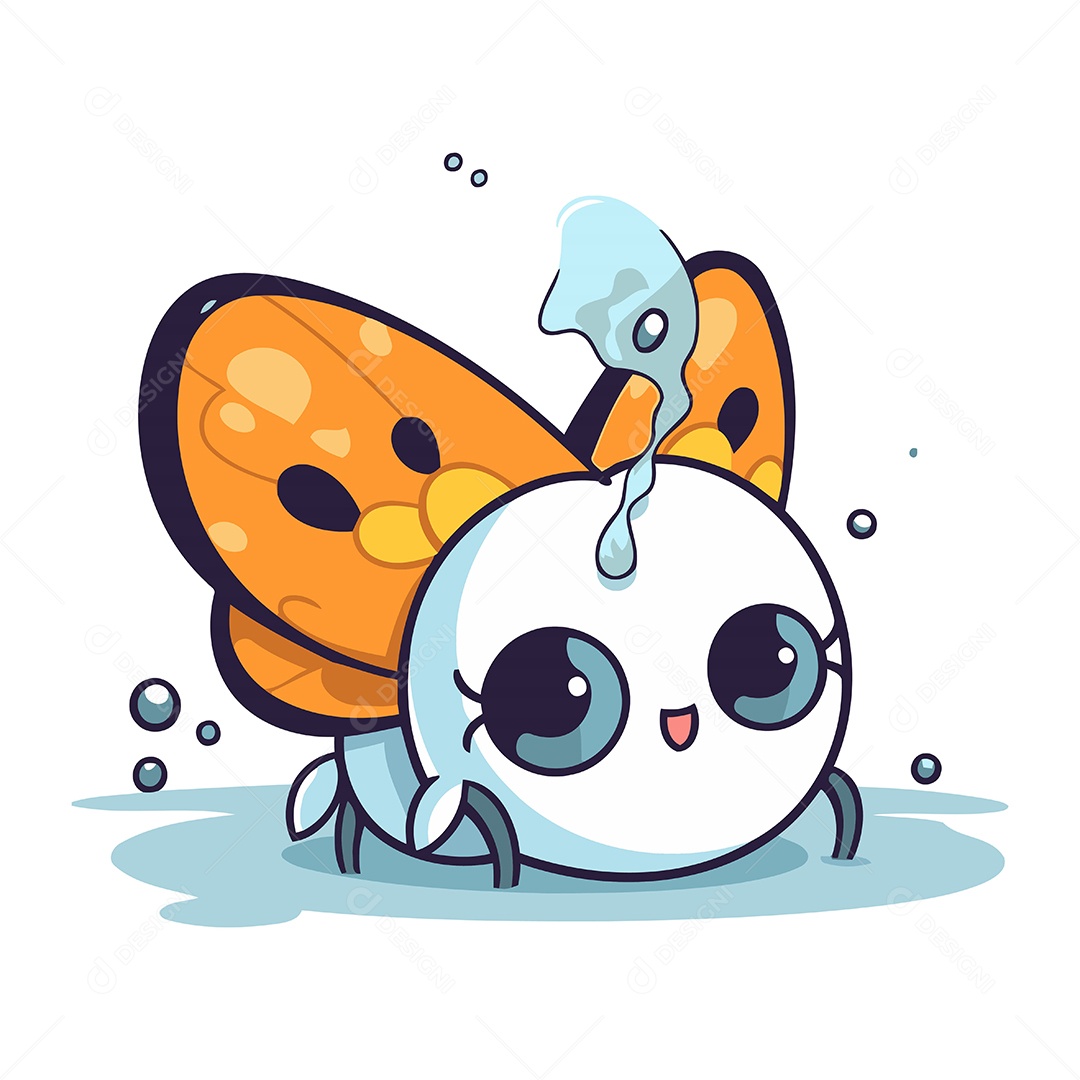 Borboleta Fofa de Desenho Animado Ilustração Vetor EPS
