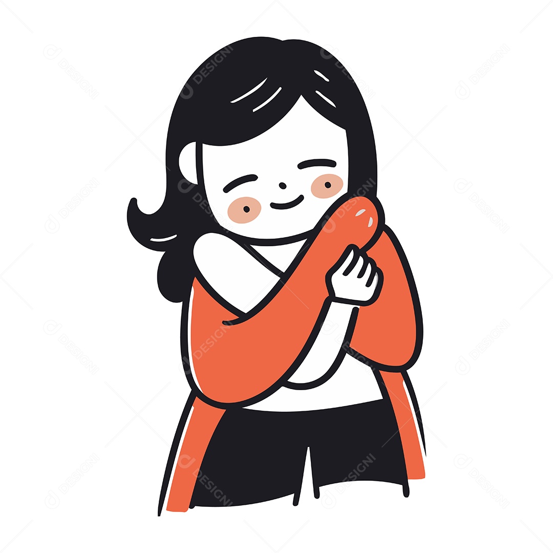 Menina com um Cachecol de Desenho Animado Ilustração Vetor EPS