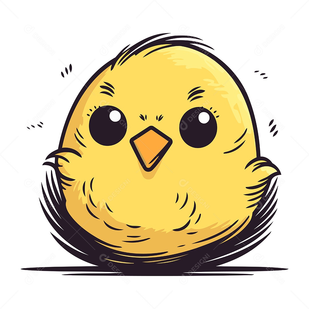 Pintinho Fofo de Desenho Animado Ilustração Vetor EPS