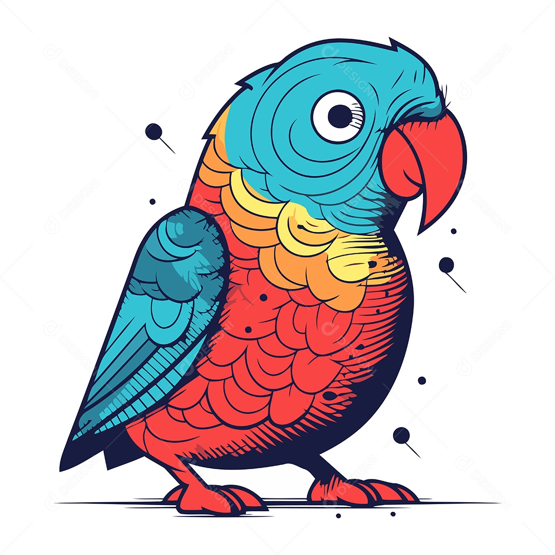 Papagaio de Desenho Animado Ilustração Vetor EPS