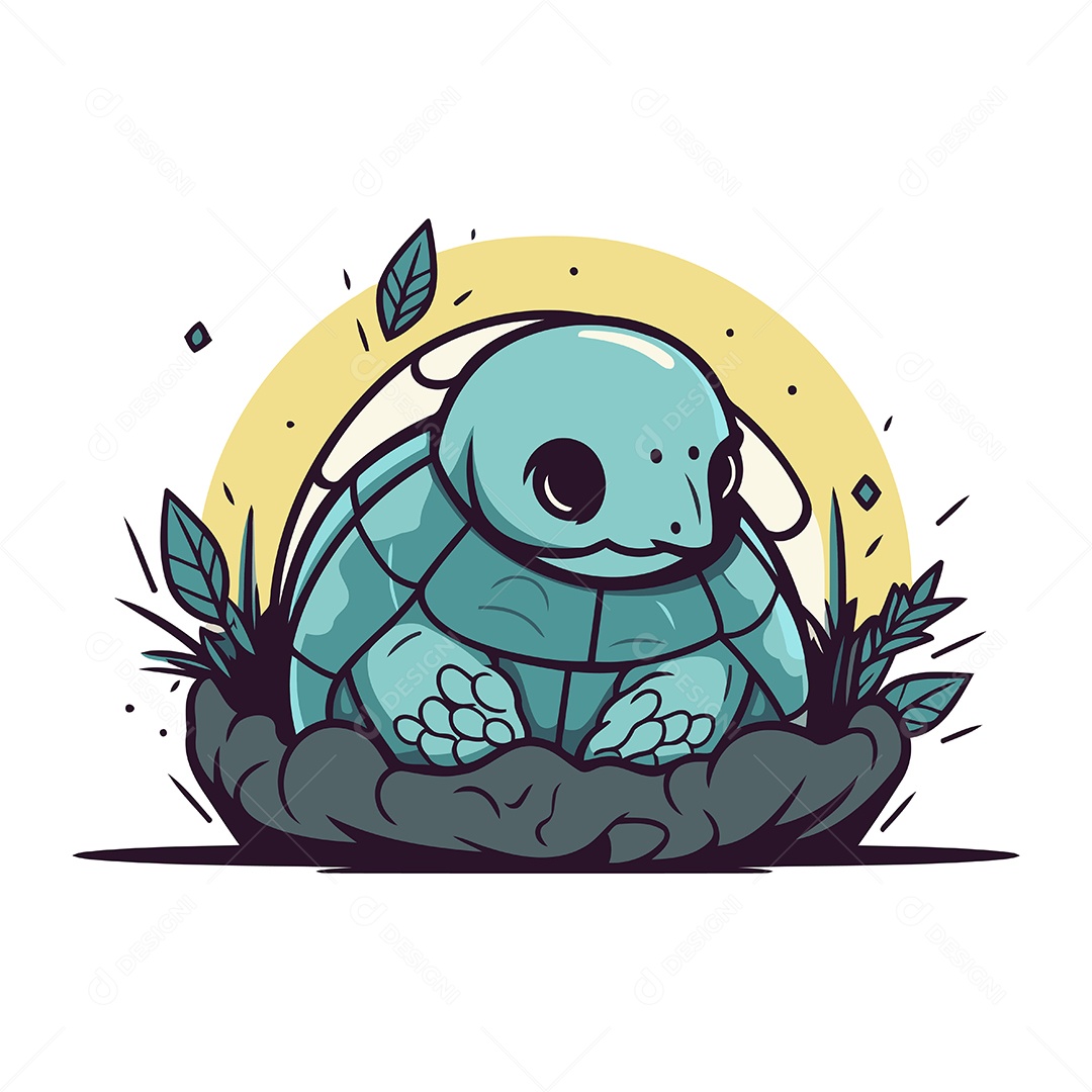 Tartaruga de Desenho Animado Ilustração Vetor EPS