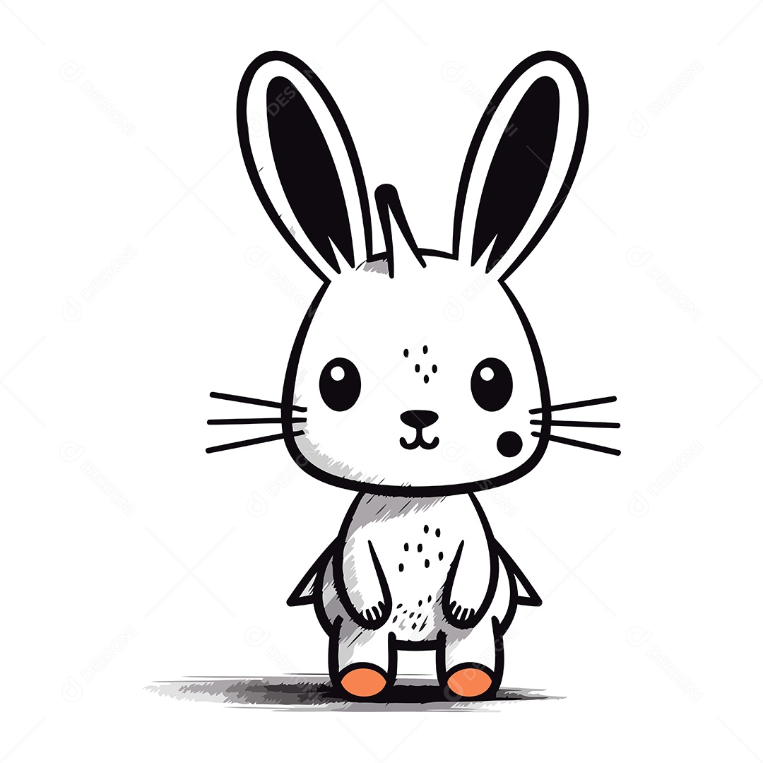 Coelho Fofo de Desenho Animado Ilustração Vetor EPS