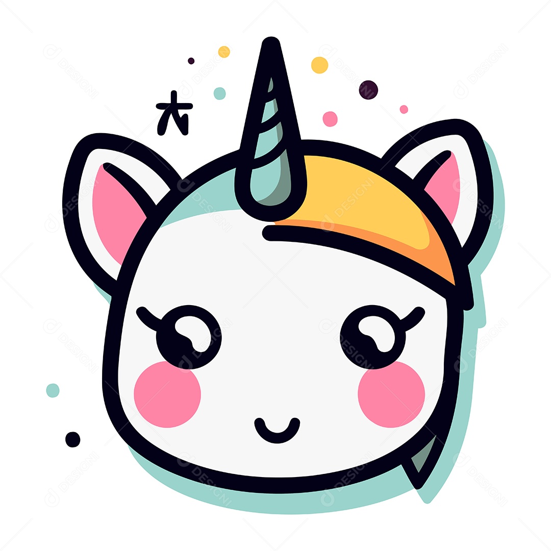 Unicórnio de Desenho Animado Ilustração Vetor EPS