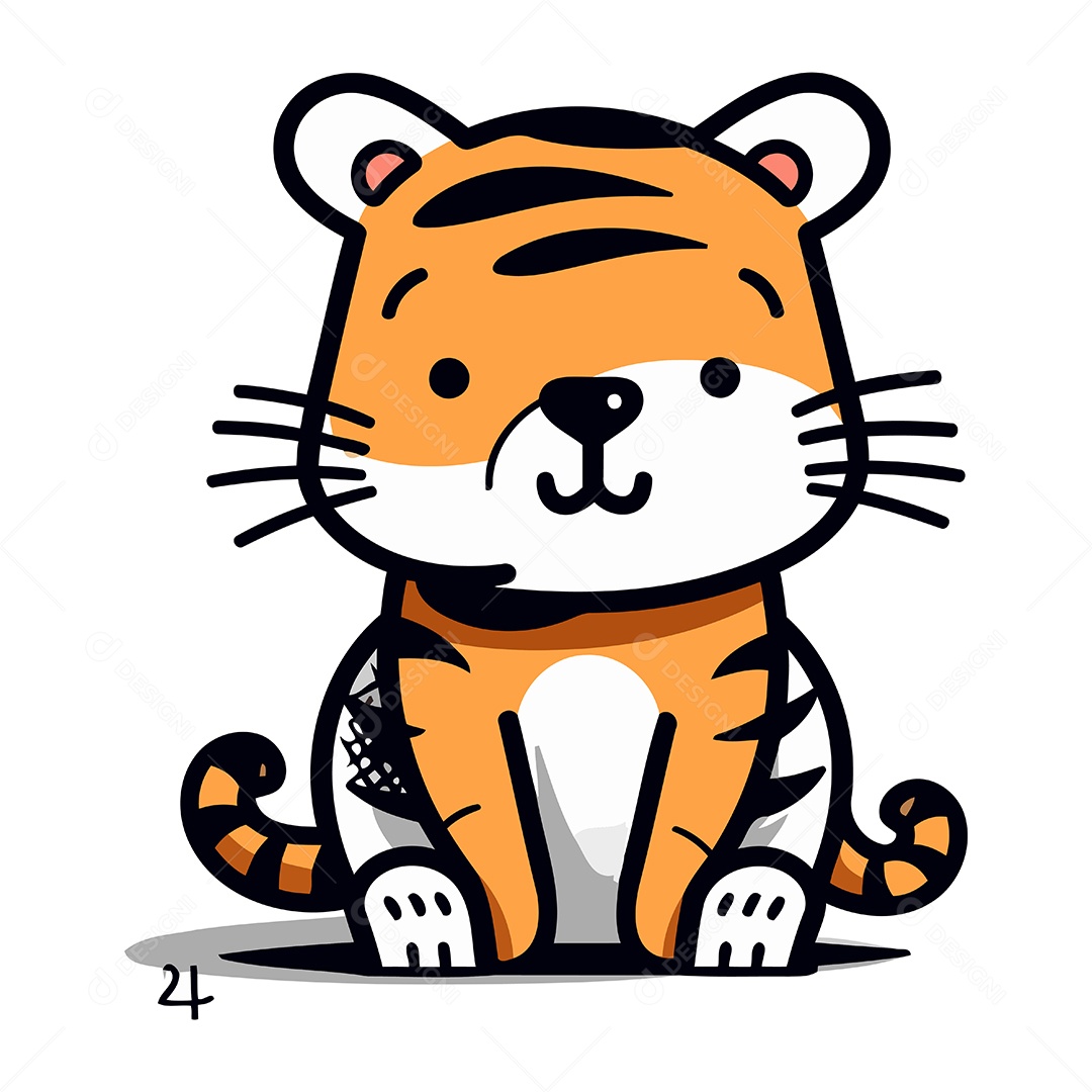 Tigre de Desenho Animado Ilustração Vetor EPS