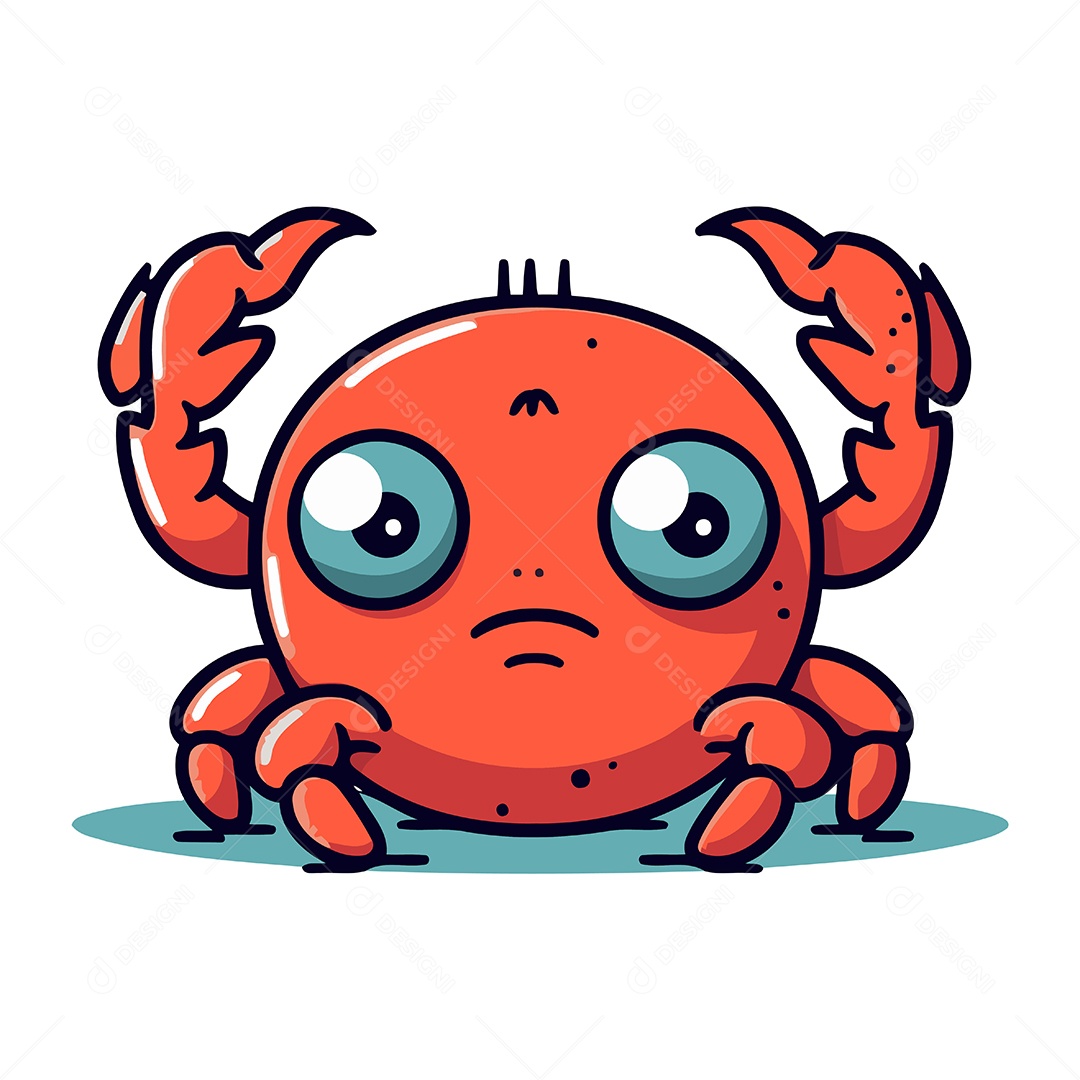 Caranguejo Bonito de Desenho Animado Ilustração Vetor EPS