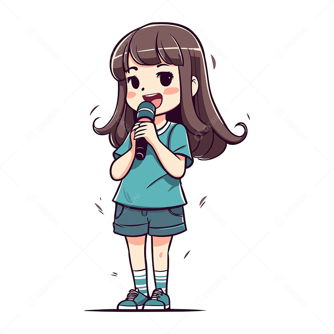 Menina Bonitinha Desenho Animado Ilustração Vetor EPS