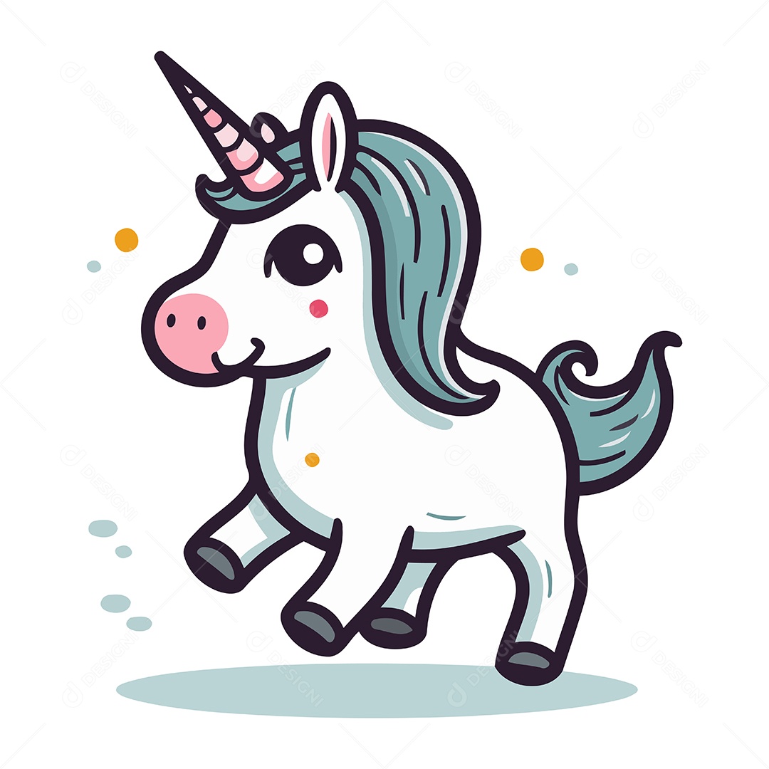 Unicórnio de Desenho Animado Ilustração Vetor EPS