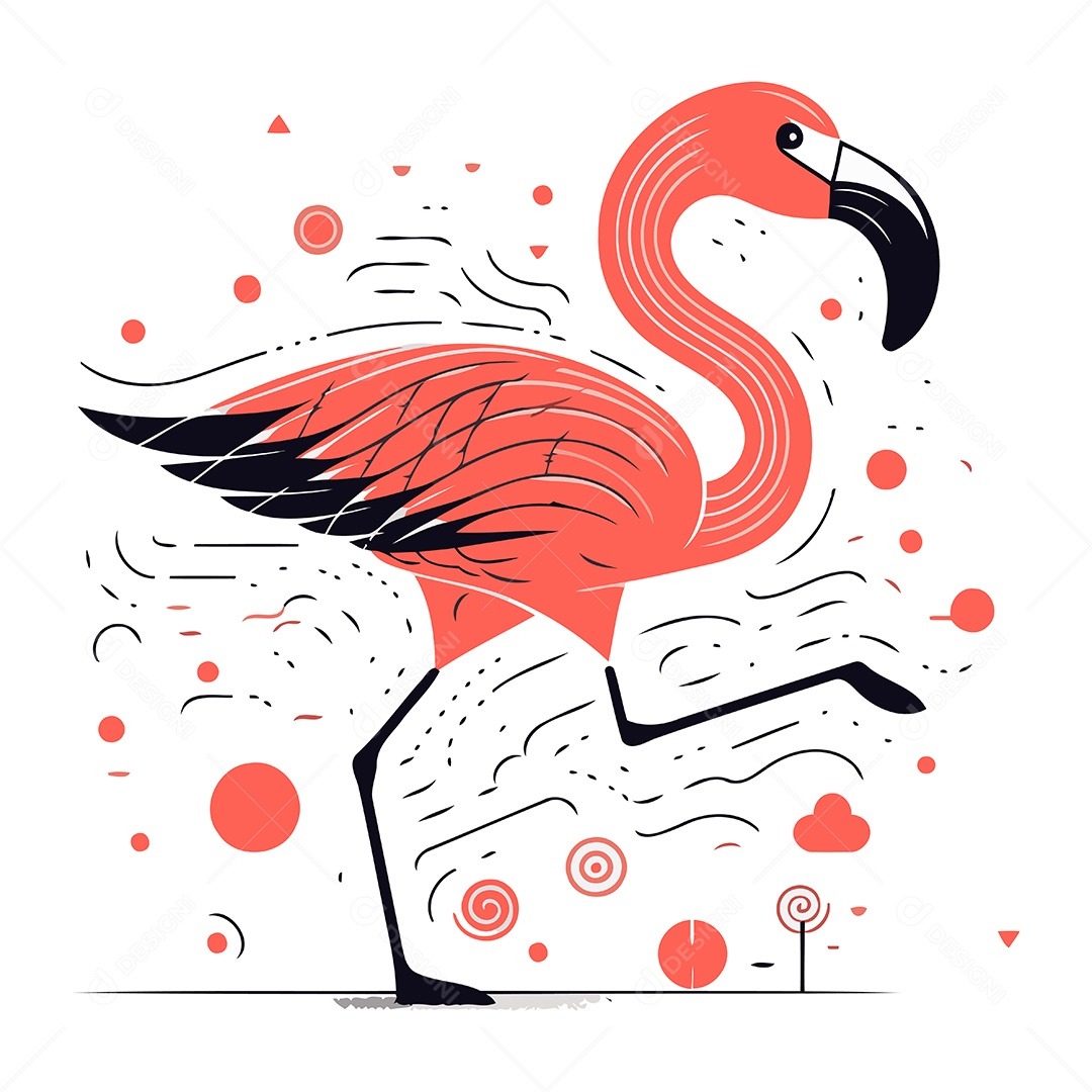 Flamingo de Desenho Animado Ilustração Vetor EPS