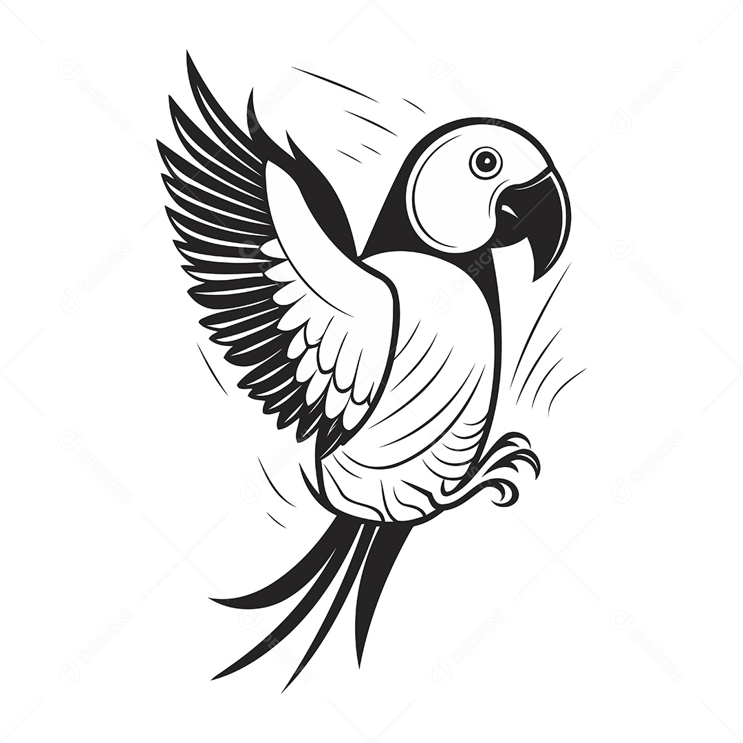 Papagaio de Desenho Animado Ilustração Vetor EPS