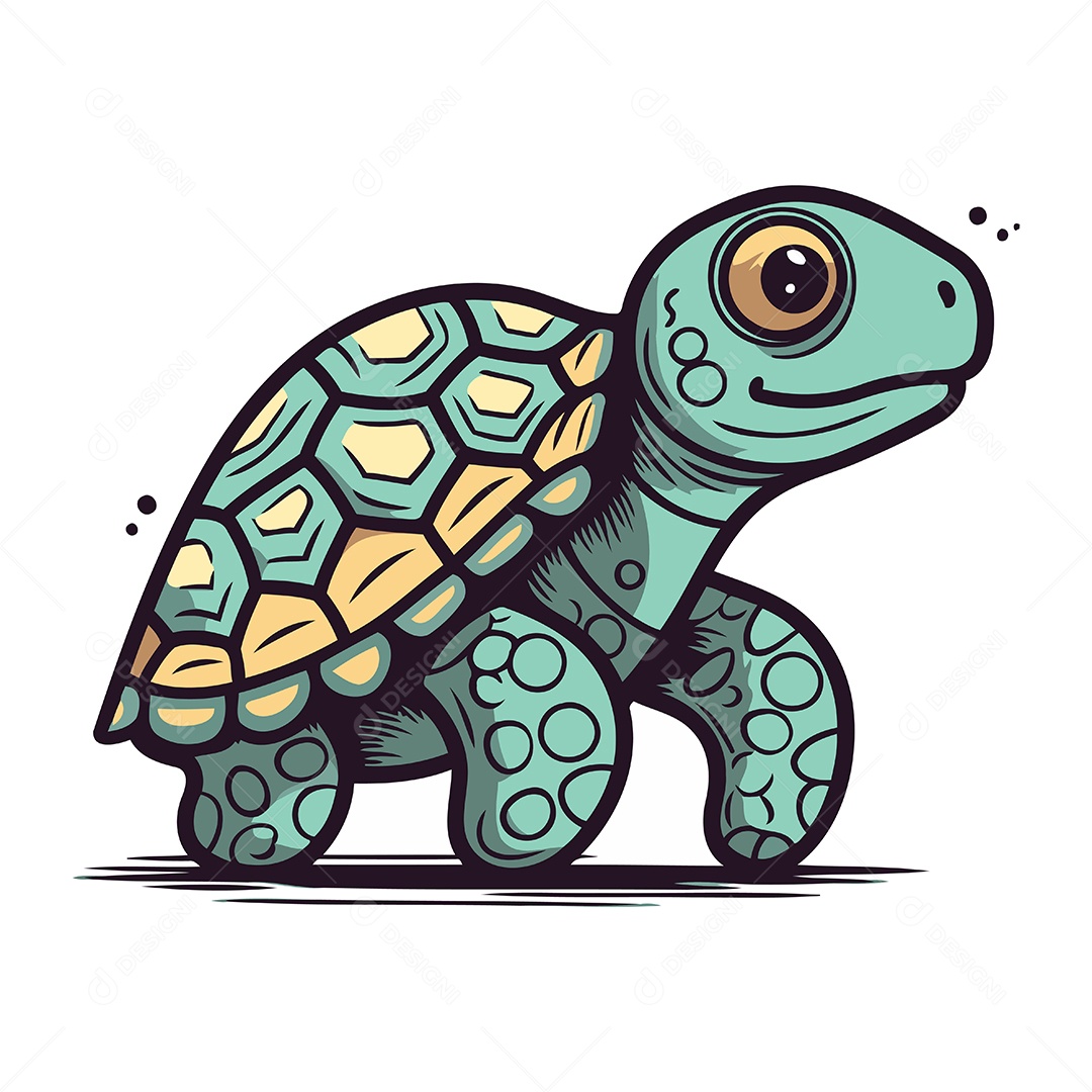 Tartaruga de Desenho Animado Ilustração Vetor EPS