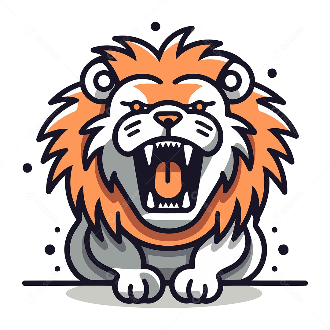 Leão de Desenho Animado Ilustração Vetor EPS