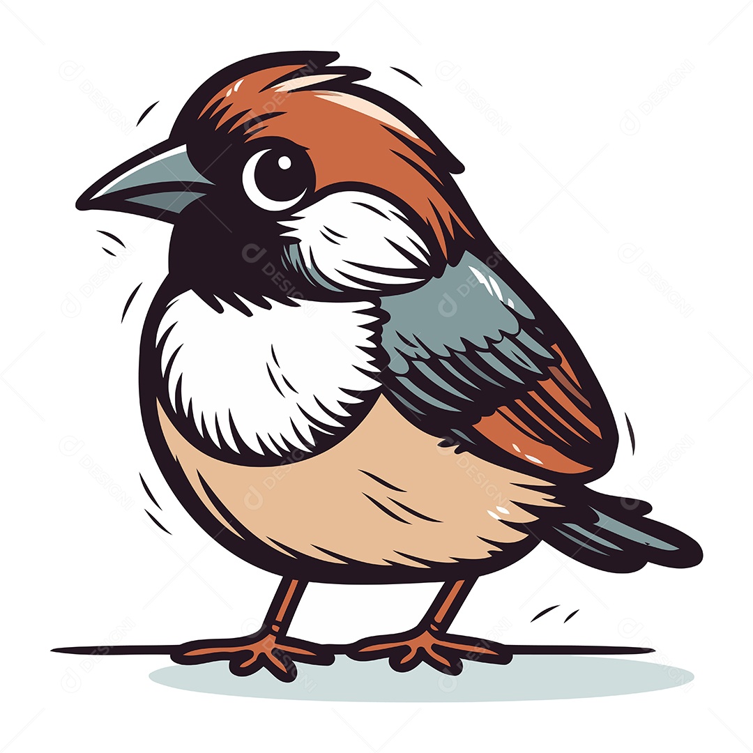 Pardal de Desenho Animado Ilustração Vetor EPS