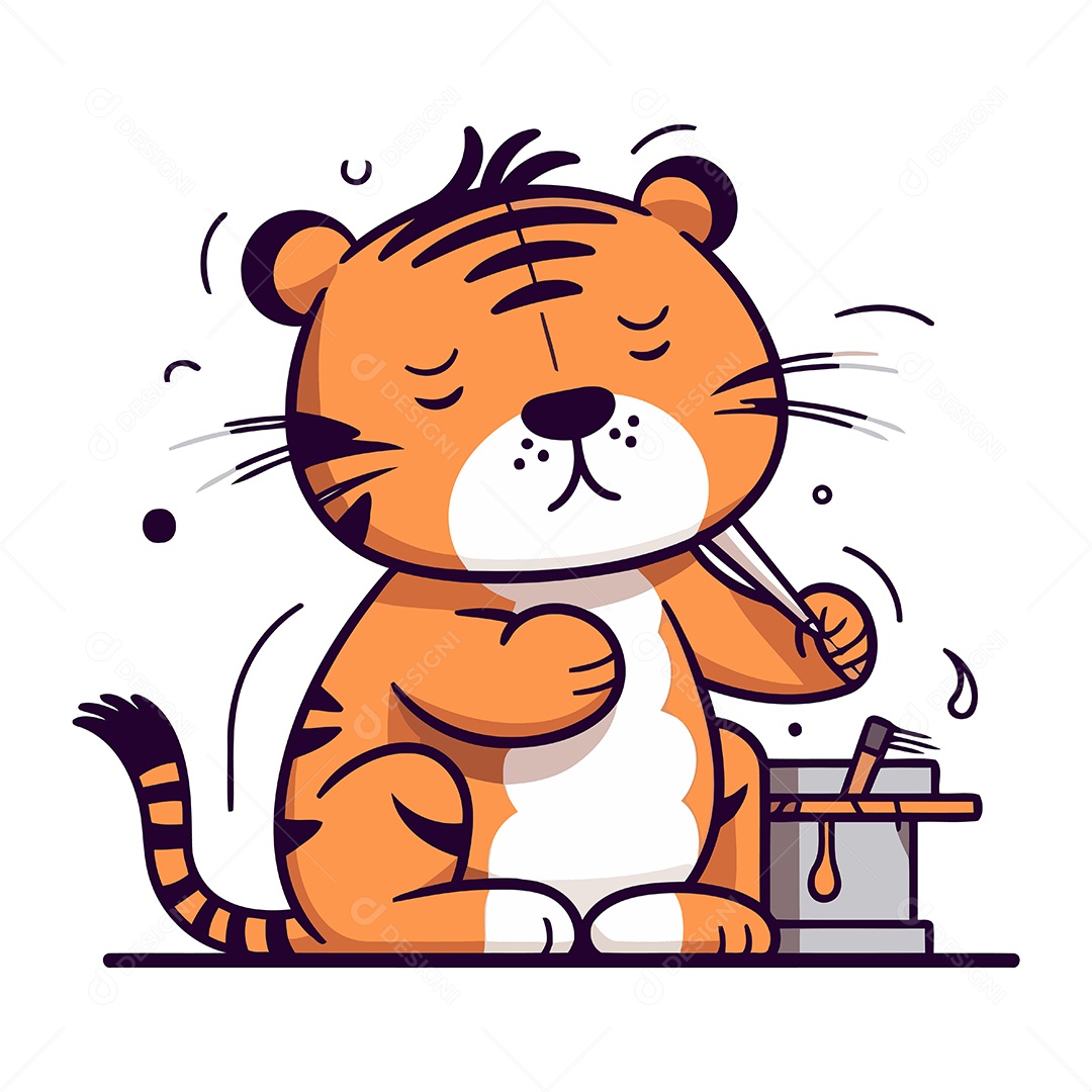 Tigre de Desenho Animado Ilustração Vetor EPS