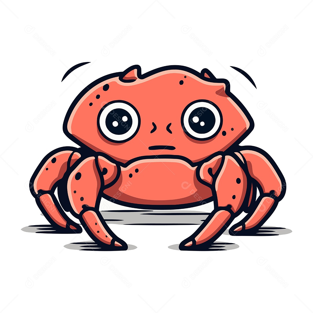 Caranguejo Bonito de Desenho Animado Ilustração Vetor EPS
