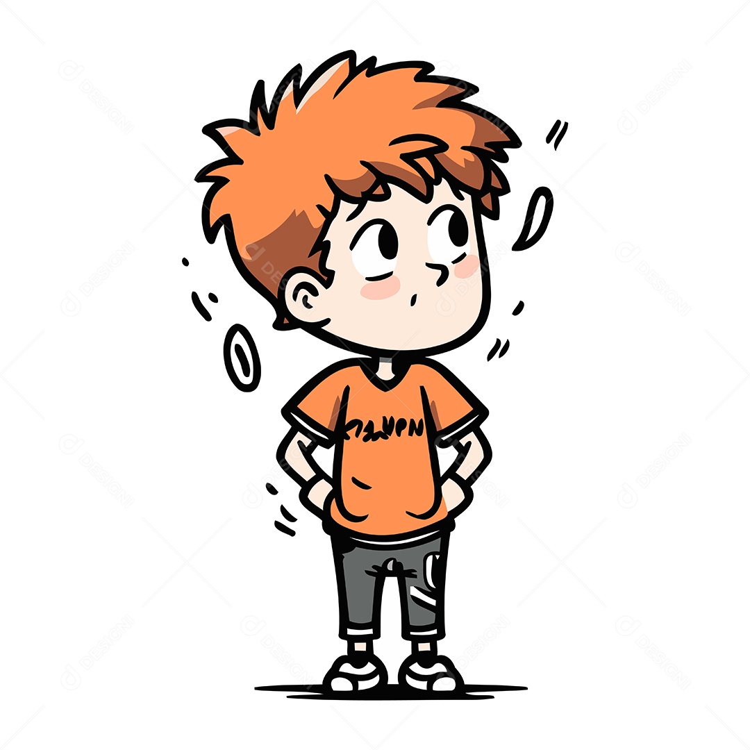 Menino com uma Cara de Surpresa Desenho Animado Ilustração Vetor EPS