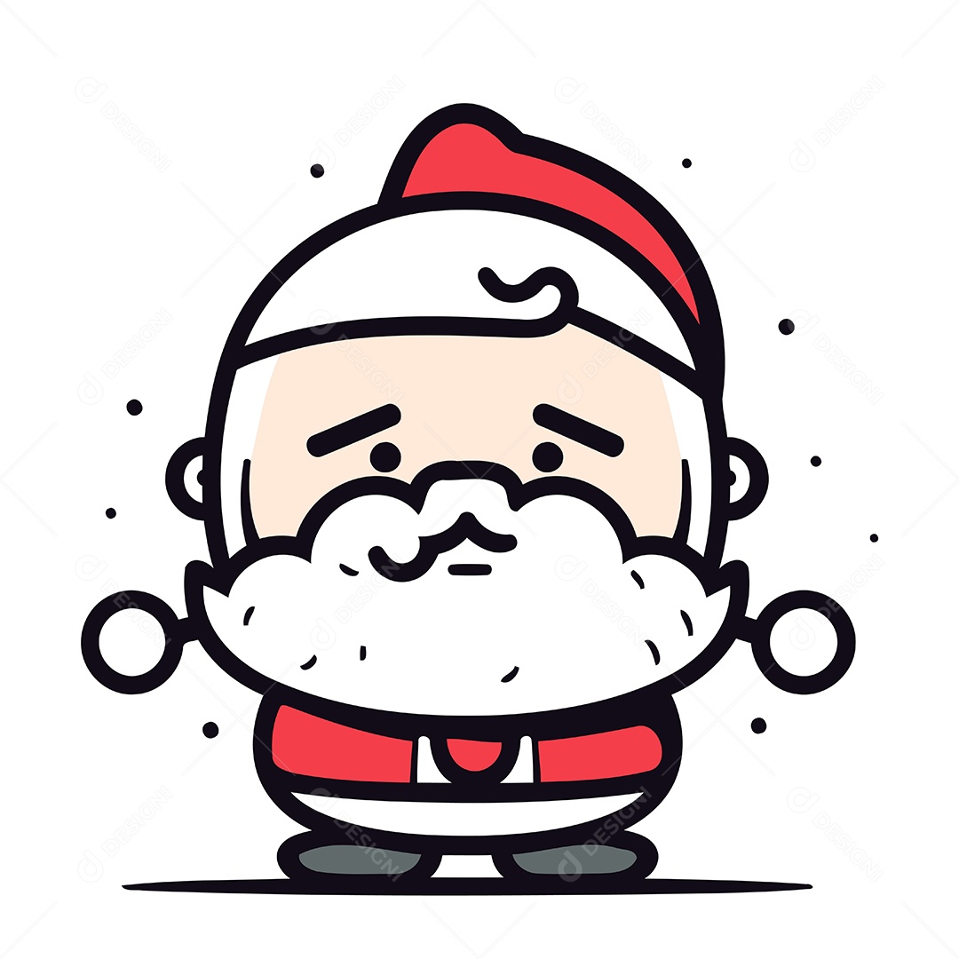 Desenho Animado Papai Noel com Bigode e Barba Ilustração Vetor EPS