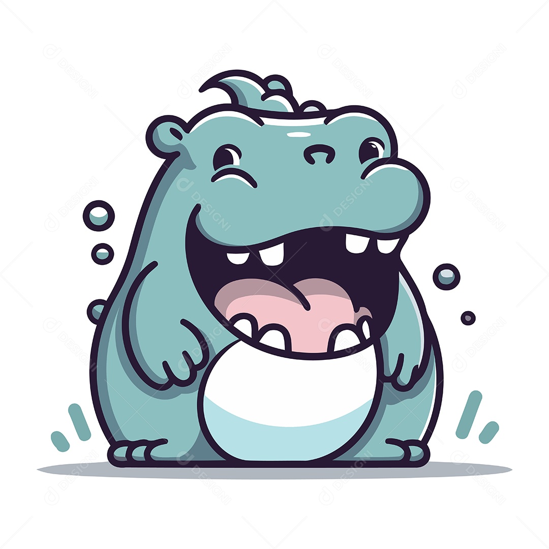 Hipopótamo de Desenho Animado Ilustração Vetor EPS