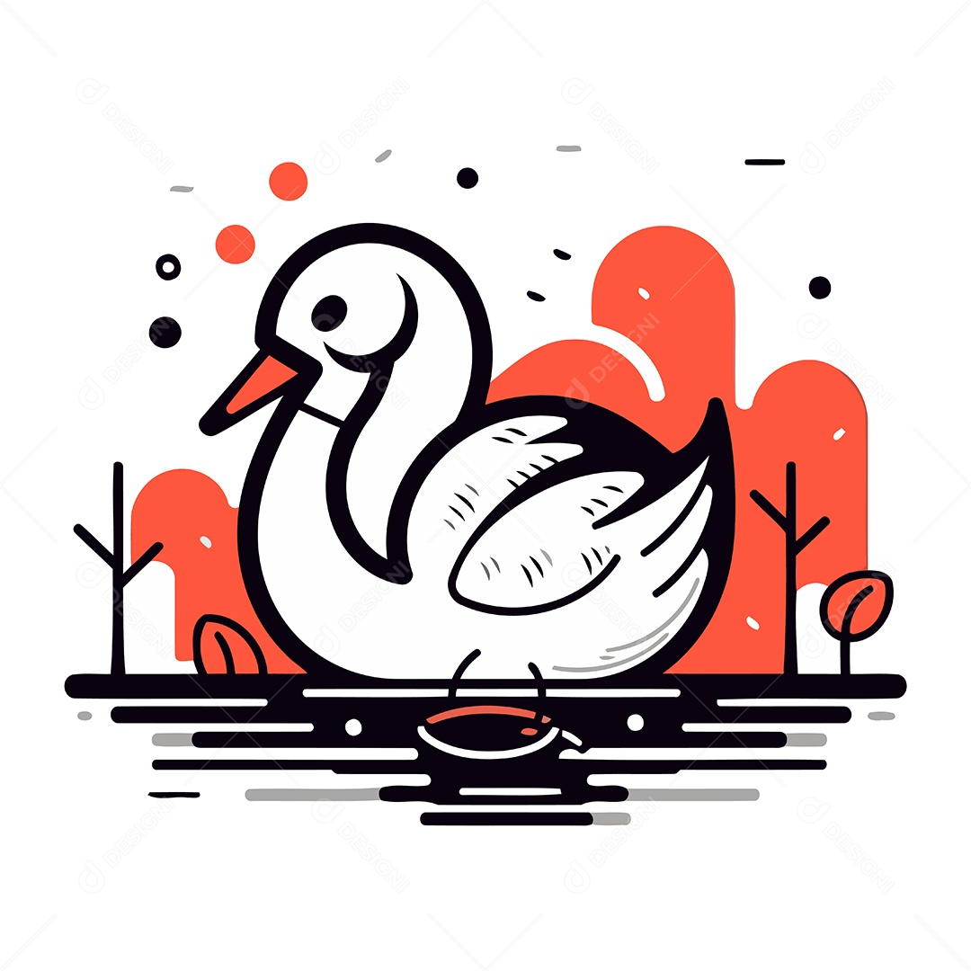 Cisne de Desenho Animado Ilustração Vetor EPS
