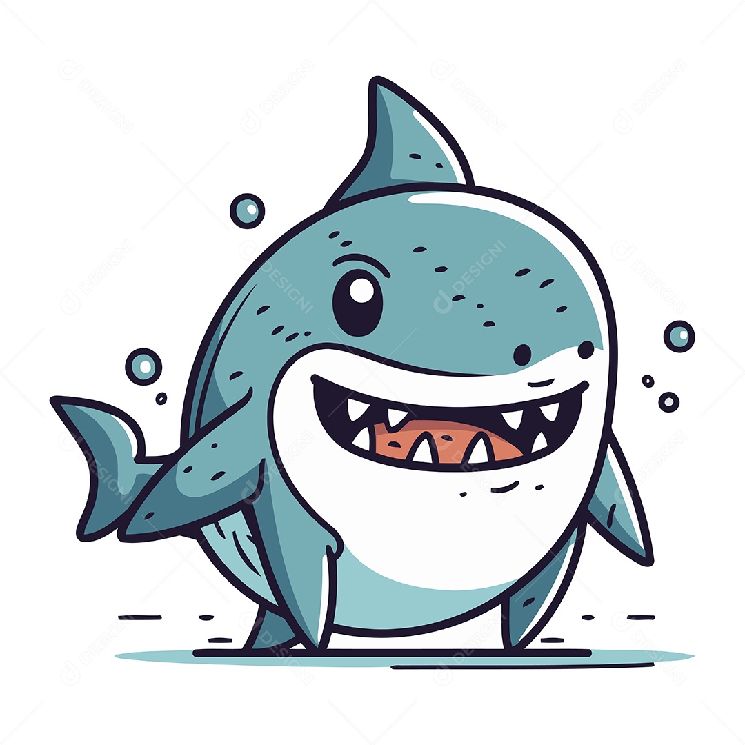 Tubarão de Desenho Animado Ilustração Vetor EPS