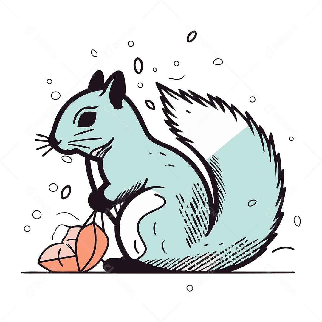 Esquilo de Desenho Animado Ilustração Vetor EPS