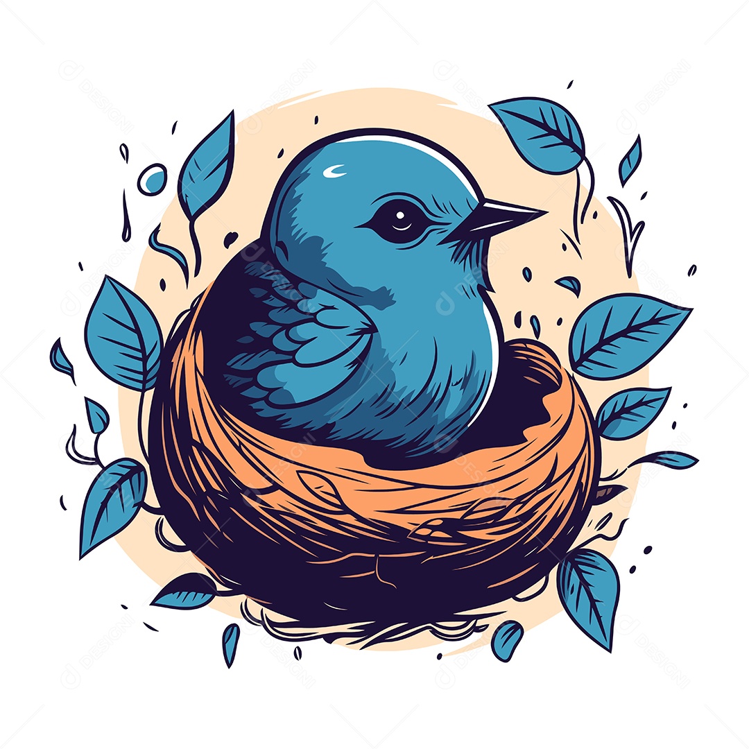 Pássaro Azul de Desenho Animado Ilustração Vetor EPS