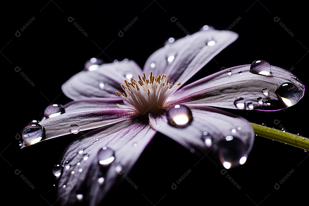 Linda macro de gotas de água de chuva transparentes em folhas verdes