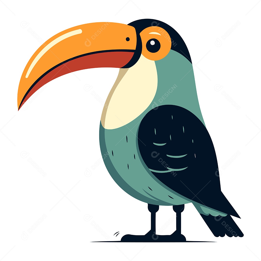 Pássaro Tucano de Desenho Animado Ilustração Vetor EPS