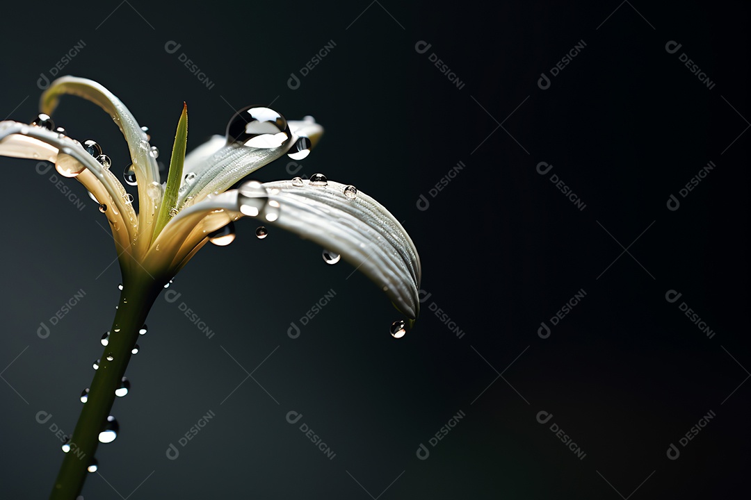 Linda macro de gotas de água de chuva transparentes em folhas verdes