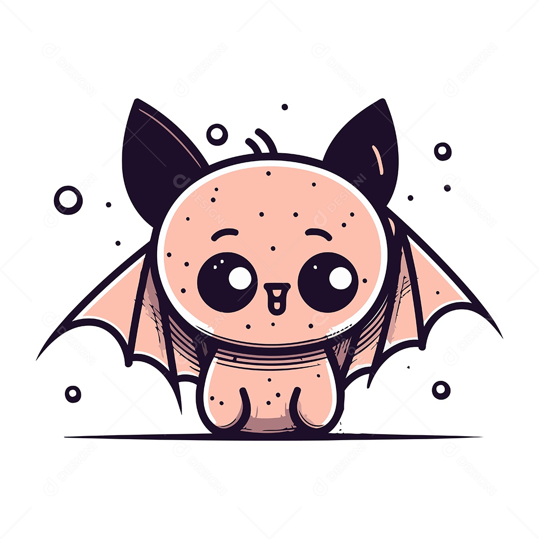 Morcego Bonito de Desenho Animado Ilustração Vetor EPS