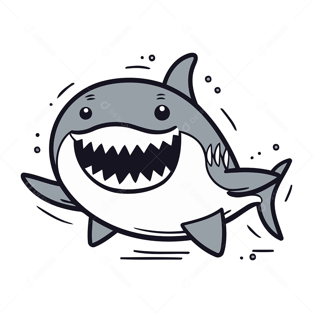 Tubarãol de Desenho Animado Ilustração Vetor EPS