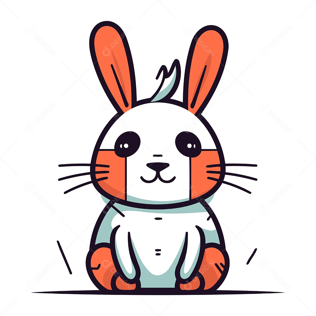 Coelho Fofo de Desenho Animado Ilustração Vetor EPS