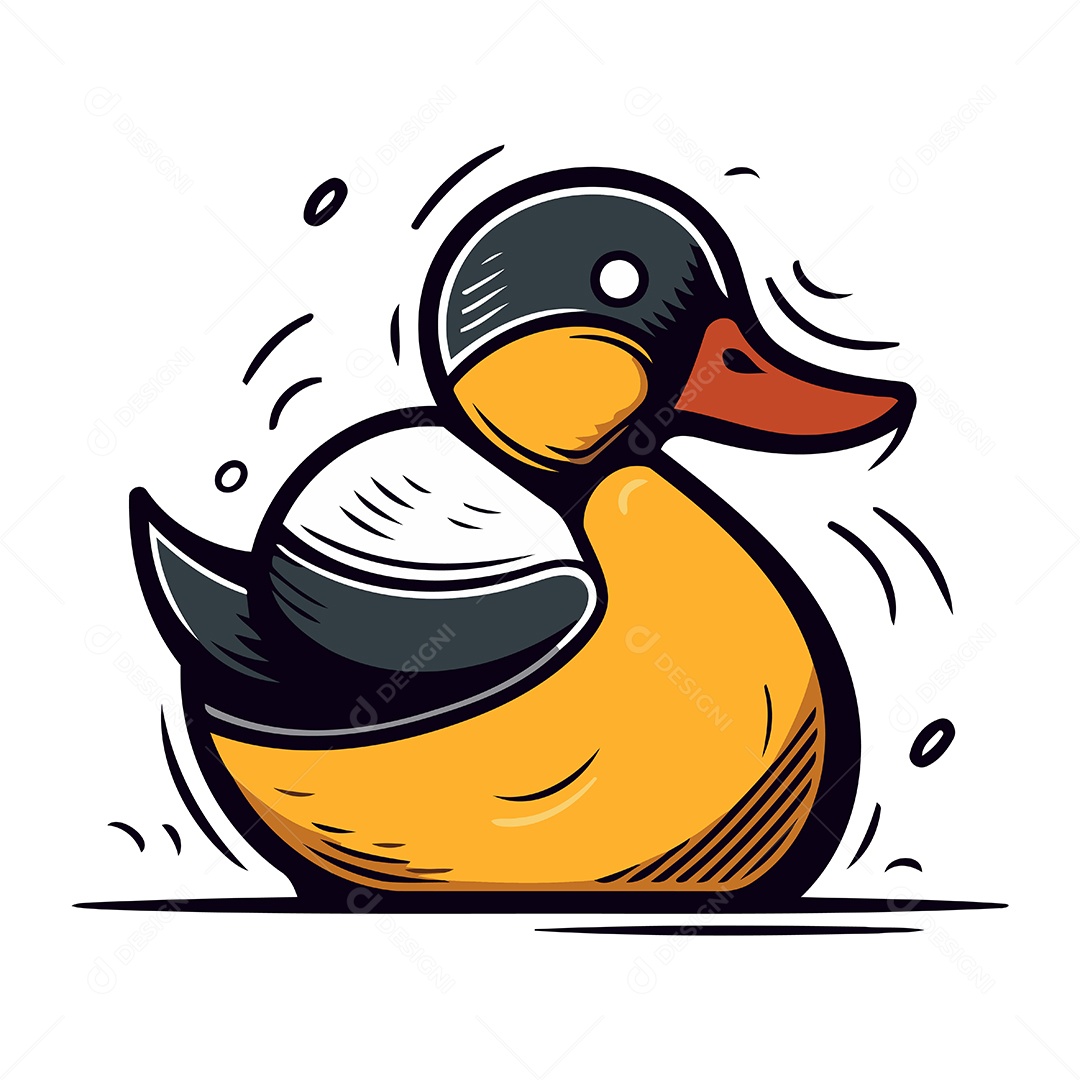 Pato de Desenho Animado Ilustração Vetor EPS