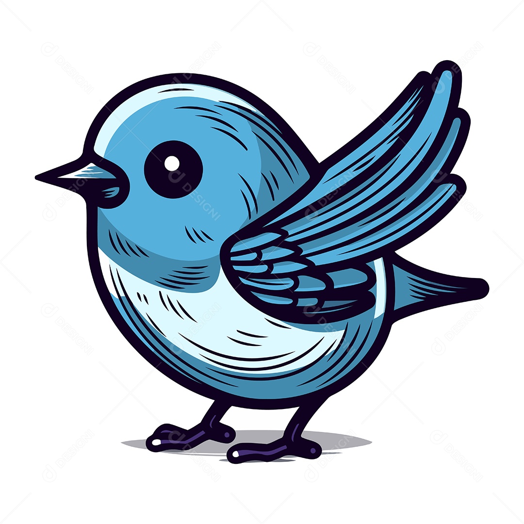 Pássaro Azul de Desenho Animado Ilustração Vetor EPS