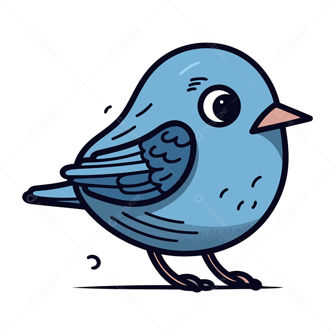 Pássaro Azul de Desenho Animado Ilustração Vetor EPS