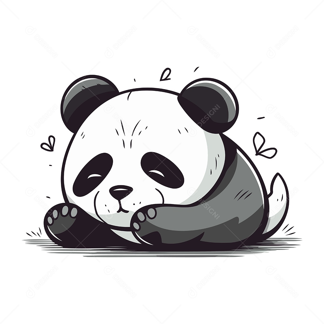 Panda Fofo Dormindo no Chão Ilustração Vetor EPS