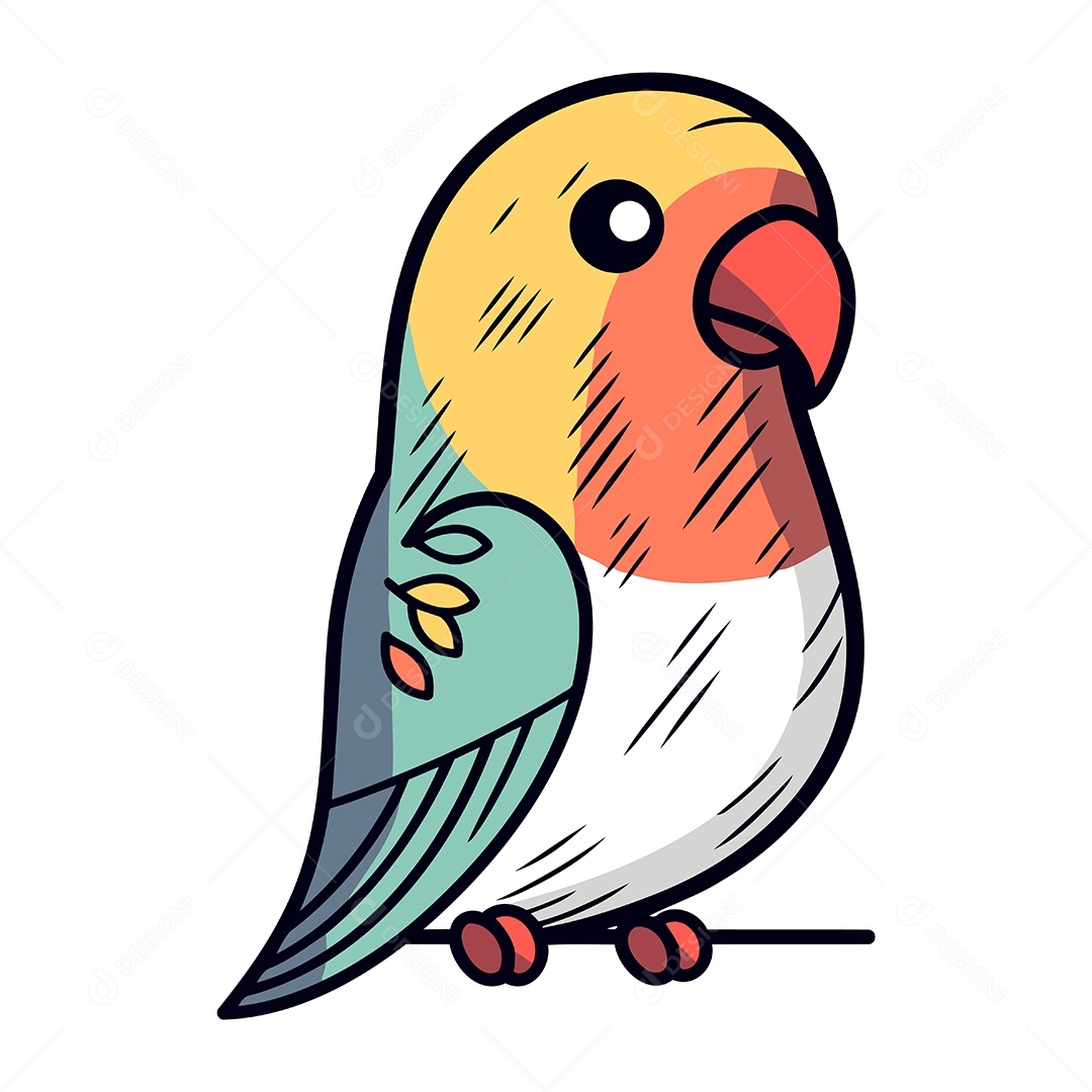 Pássaro Papagaio Fofo Ilustração Vetor EPS
