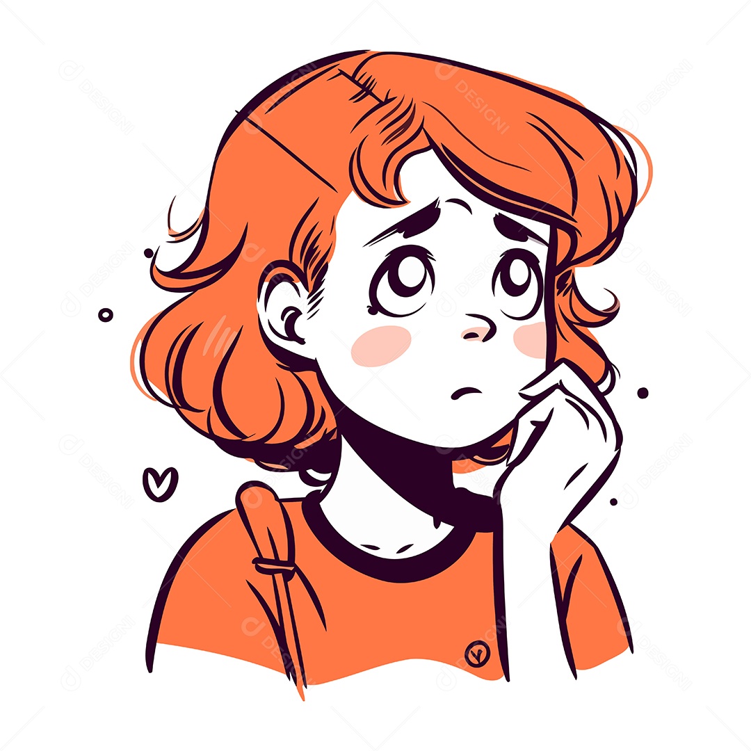 Menina Bonitinha de Cabelo Vermelho Desenho Animado Ilustração Vetor EPS