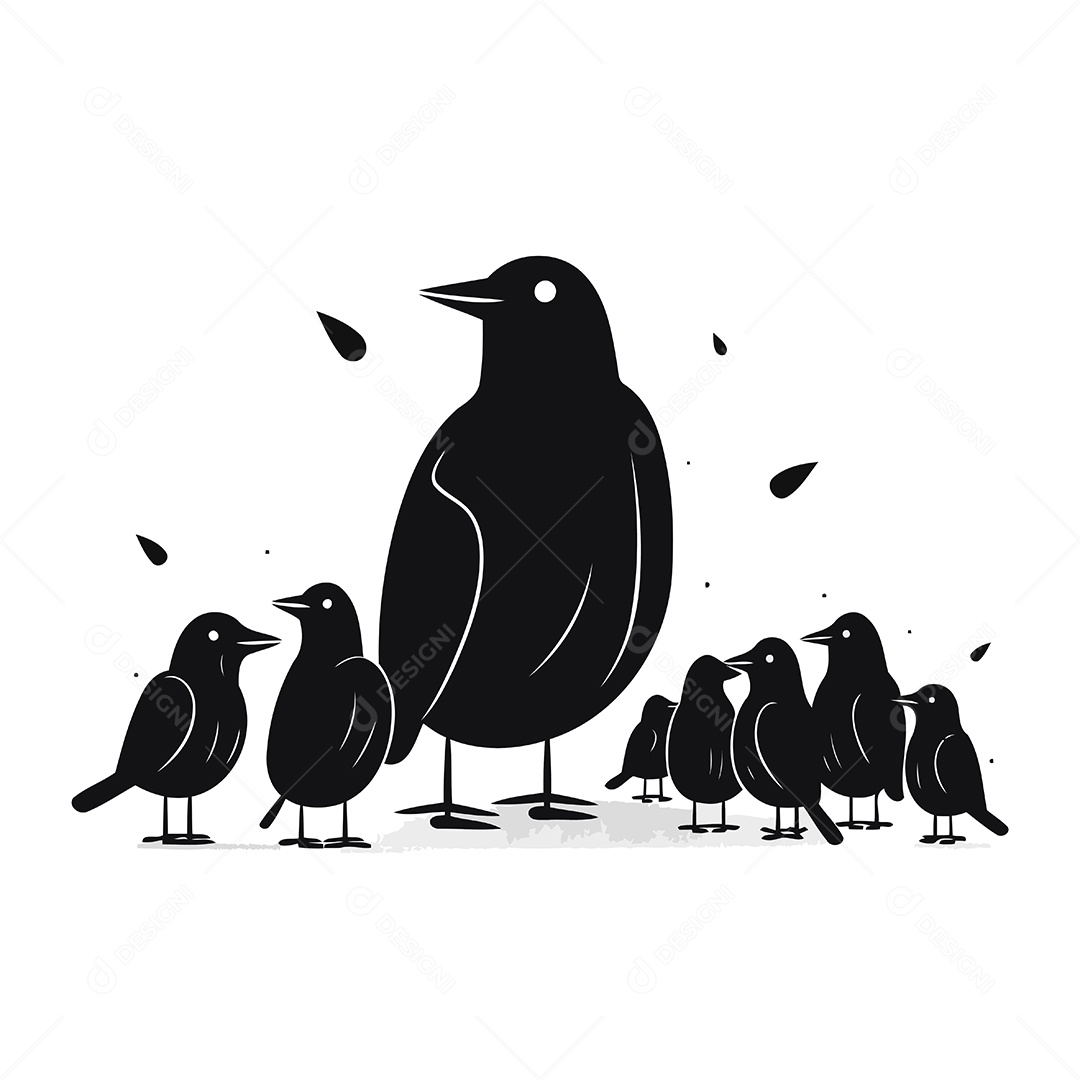 Vários Corvos Desenho Animado Ilustração Vetor EPS