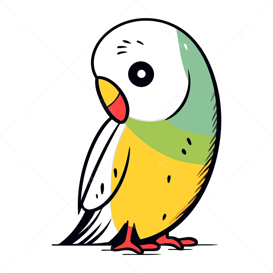 Papagaio Fofo Desenho Animado Ilustração Vetor EPS