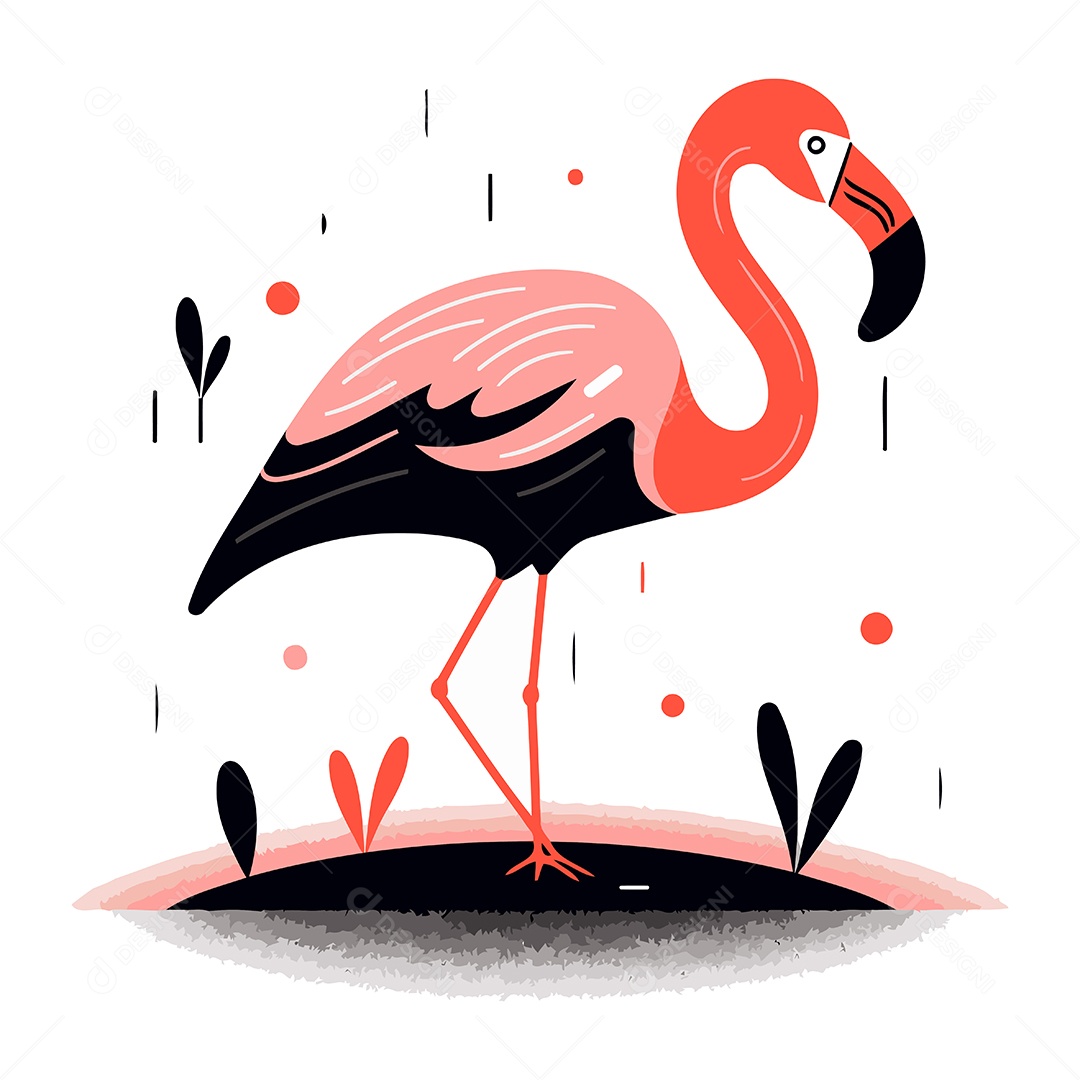 Flamingo Fofo Desenho Animado Ilustração Vetor EPS