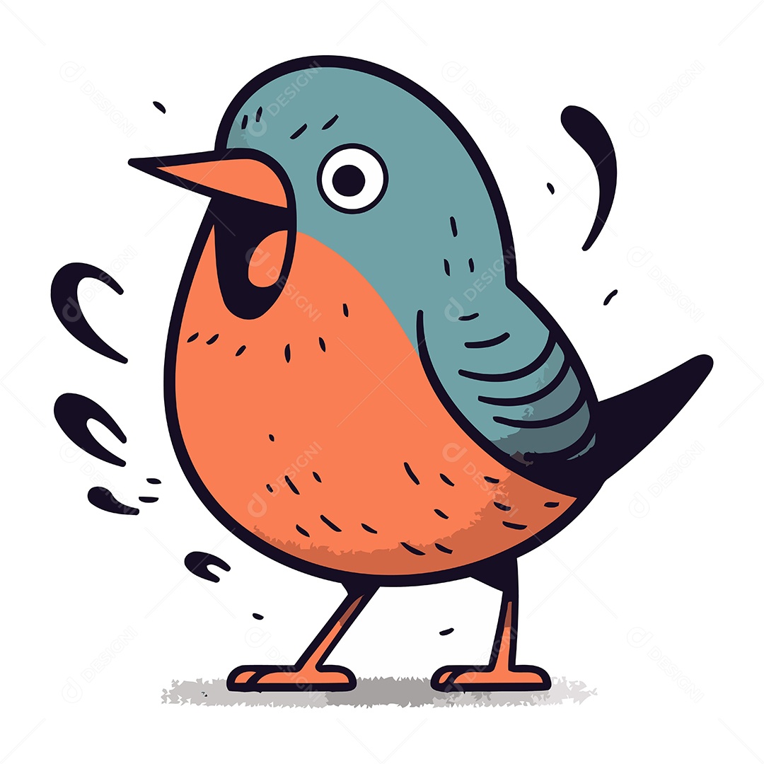 Passáro Fofo Desenho Animado Ilustração Vetor EPS