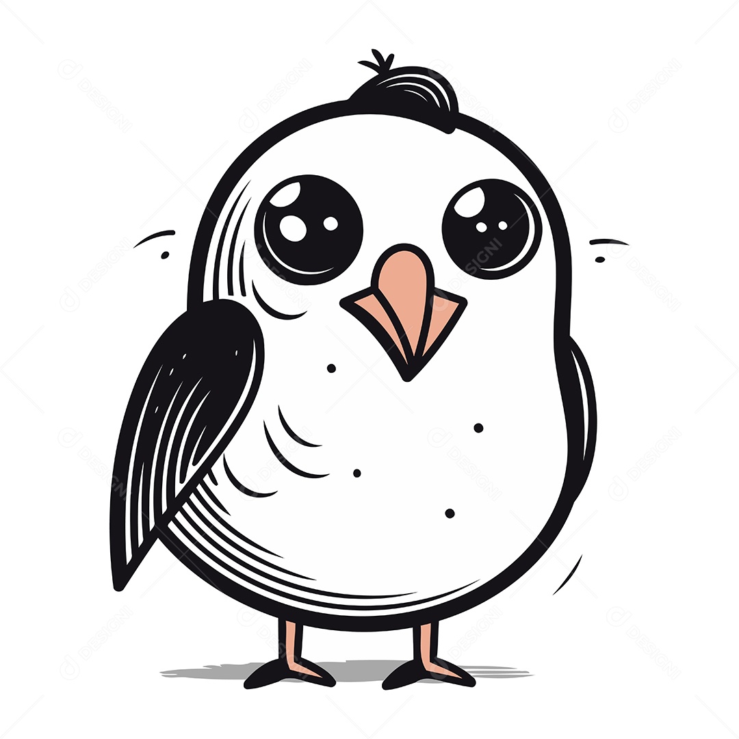 Passáro Fofo Desenho Animado Ilustração Vetor EPS